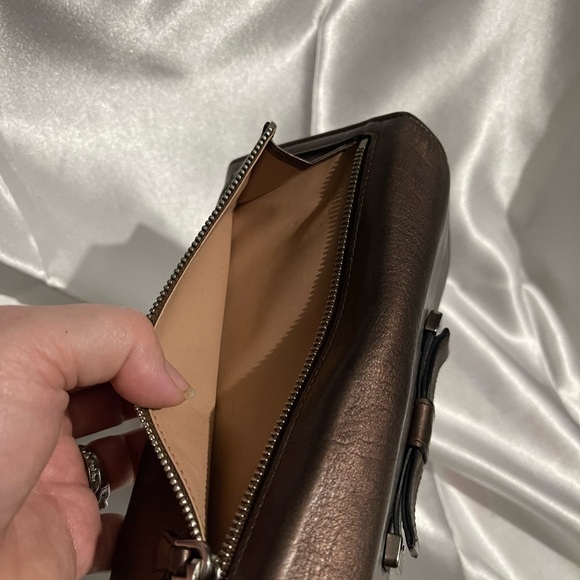 PRADA - Vintage! FULL INCLUSION Metallic Chocolate Soft Calf Leather Long Wallet - Picture 11 of 13